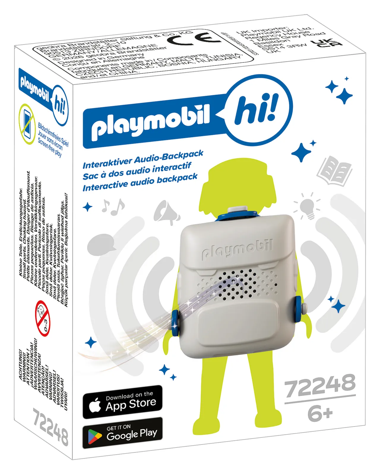 Caja de la mochila de audio interactiva de Playmobil hi!